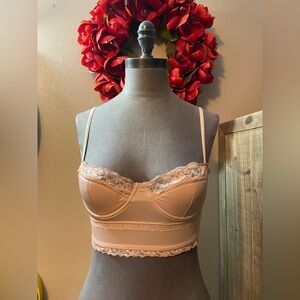 Anthropologie Blush Lace Longline Bralette
